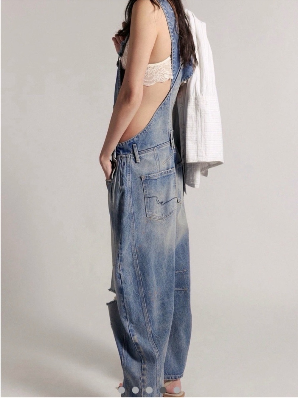 NWT Free People We The Free Good Luck Barrel Overalls Size XL - Picture 5 of 10